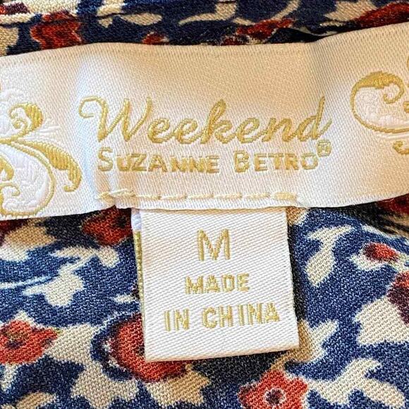 Weekend Suzanne Betro Blouse Womens Medium Top Floral Peasant Boho Ladies Casual - Picture 2 of 6